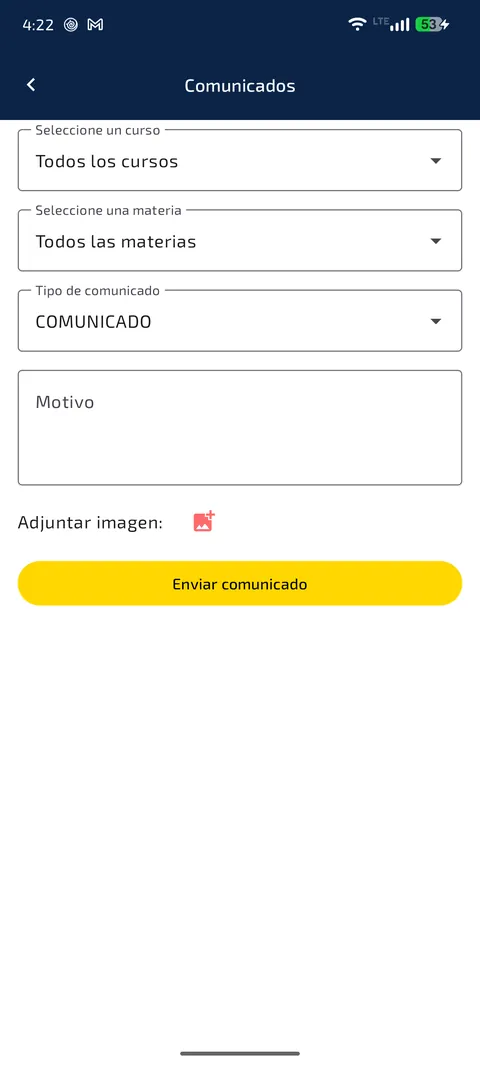 Formulario para enviar un comunicado