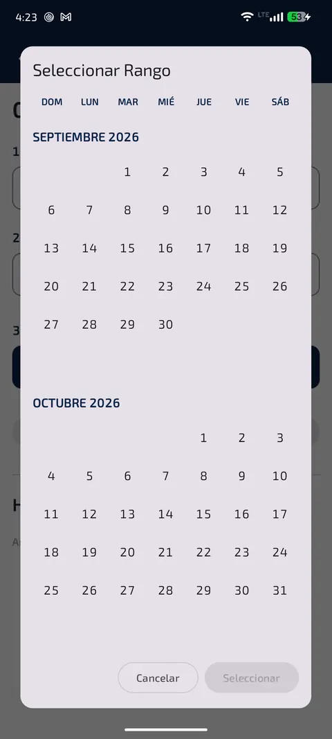 Selector de rango de fechas para reportes
