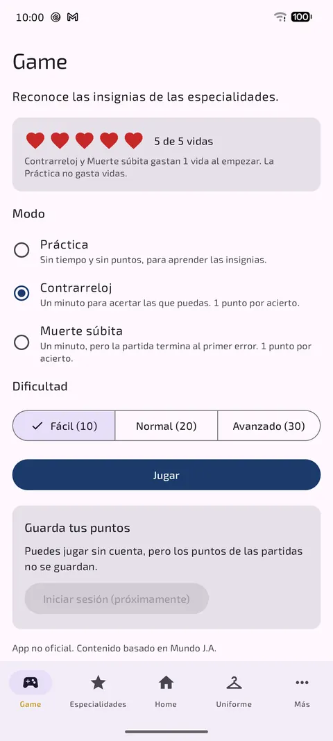 Juego para reconocer insignias