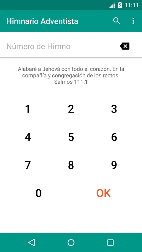 Teclado numérico para abrir un himno por su número