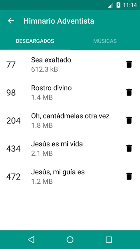 Lista de himnos descargados